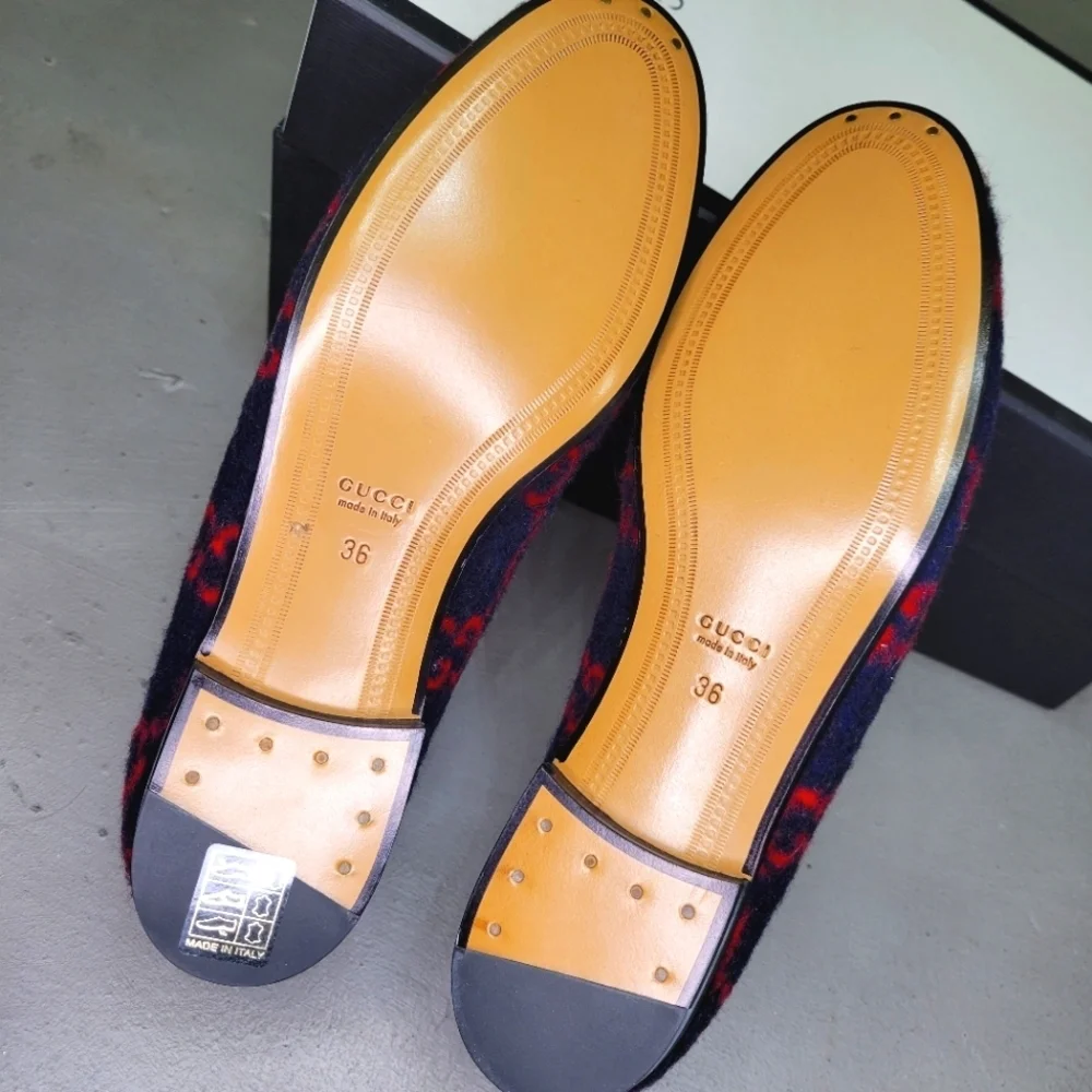 [BNIB] Gucci New Jordaan Wool GG Logo Horsebit Loafer Women 36
